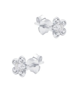 Beautiful Flower CZ Silver Stud Earring STS-6477